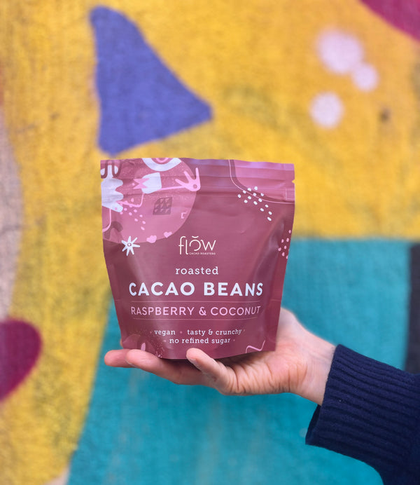 Boabe de cacao prăjite cu zmeură & cocos